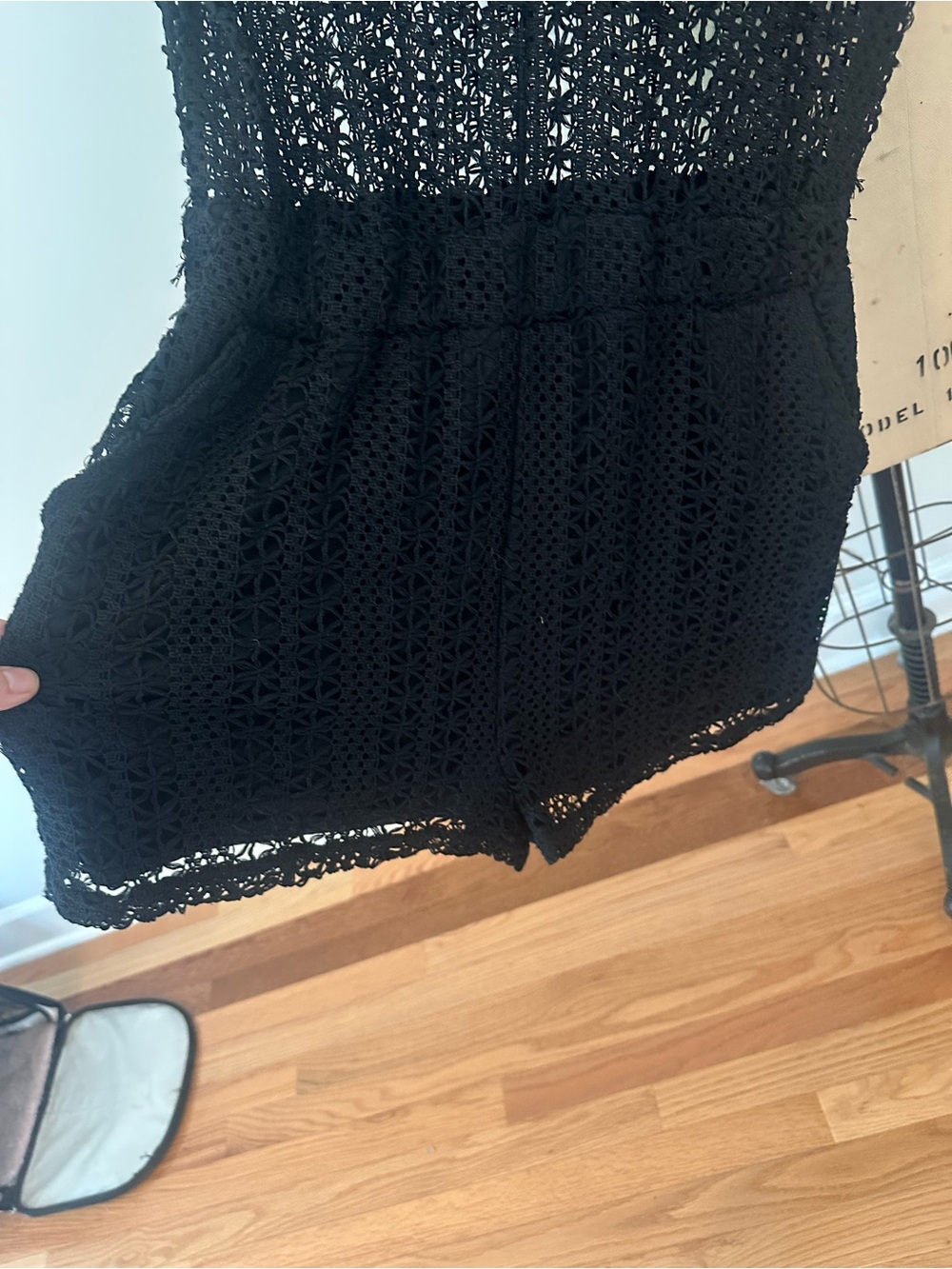 HYFVE Black Crochet Short Sleeve Romper - Picture 4 of 6